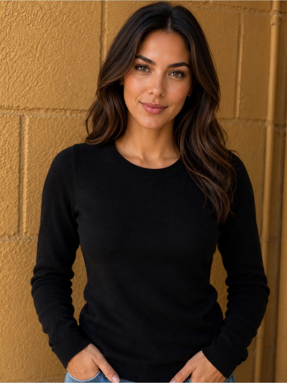 J. Crew Classic Black Tippy Crewneck Sweater